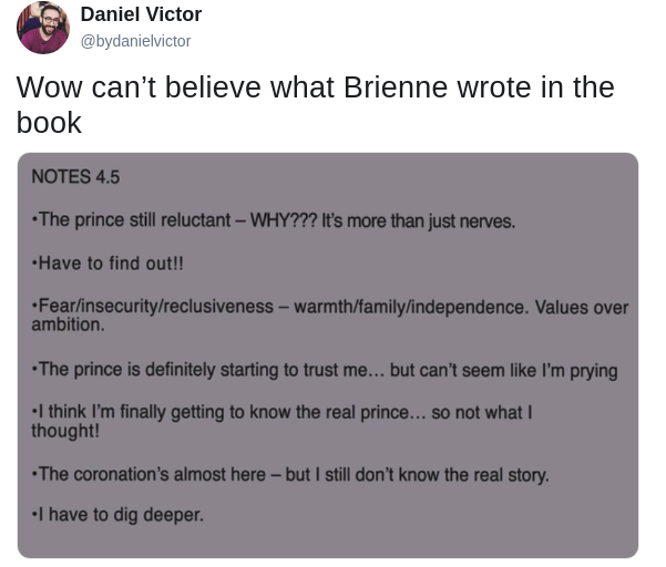 brienne jaime writes