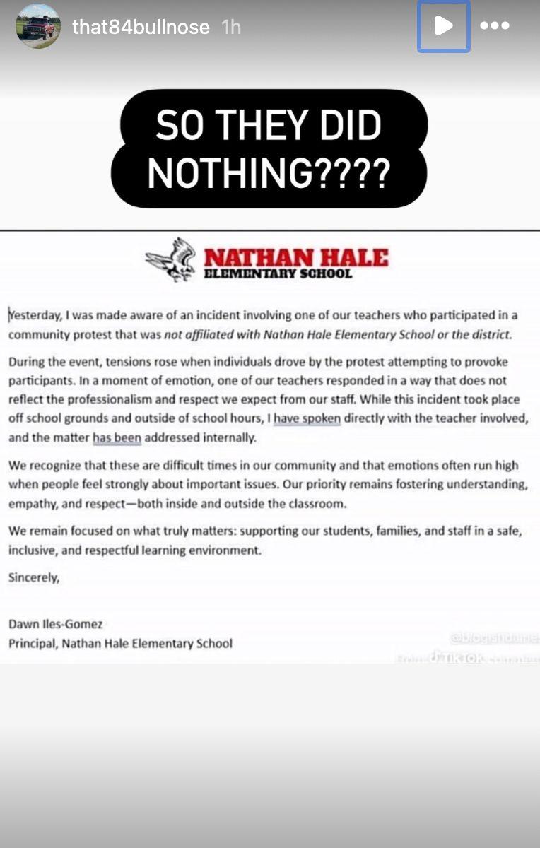 An alleged letter addressing Lucy Martinez's behavior at the No Kings protest.