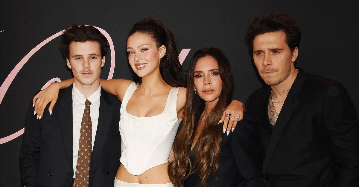 (l-r): Cruz Beckham, Nicola Peltz, Victoria Beckham, and Brooklyn Beckham