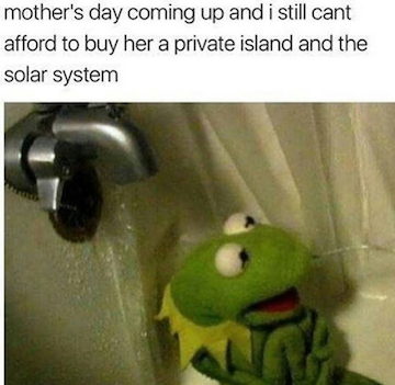 Mother's Day meme with Kermit in the tub