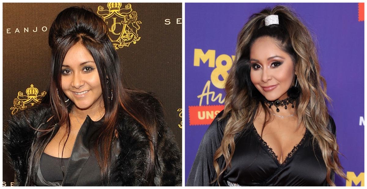 Nicole “Snooki” Polizzi in 2010 (L) and in 2021 (R)