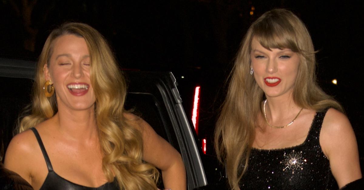 (l-r): Blake Lively and Taylor Swift walking outside