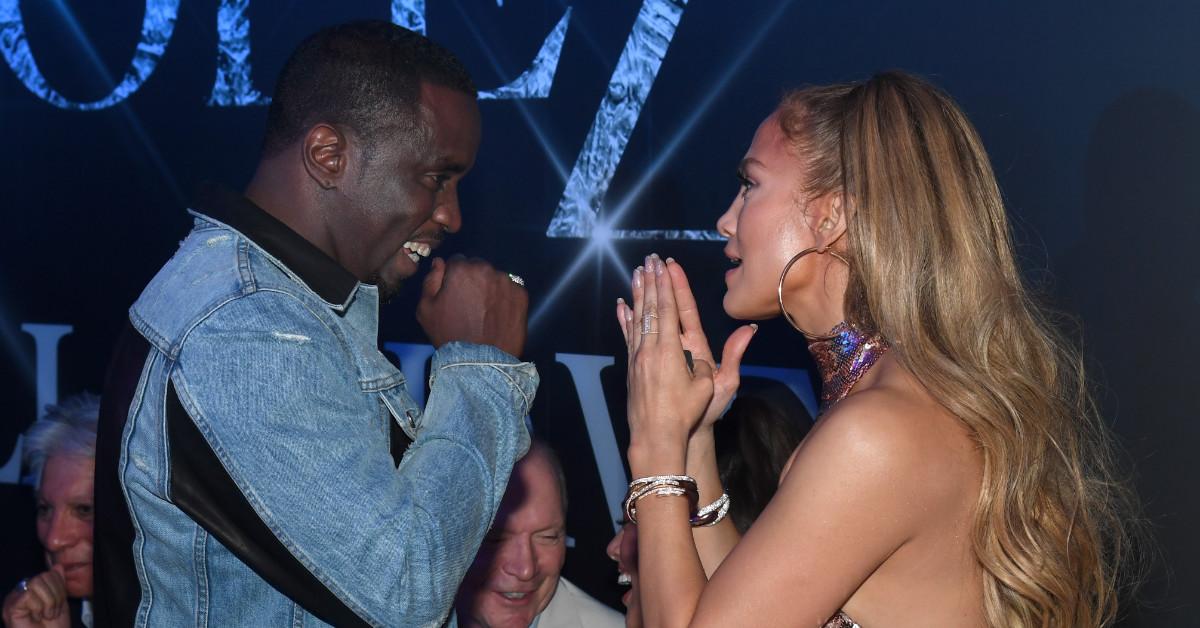 Sean "Diddy" Combs and Jennifer Lopez smile and chat at her All I Have residency finale afterparty in Las Vegas on Sept. 30, 2018