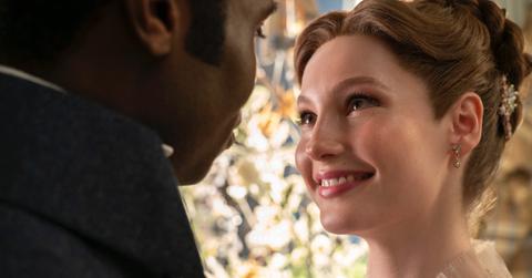 Francesca Bridgerton gazing into John Stirling's eyes.