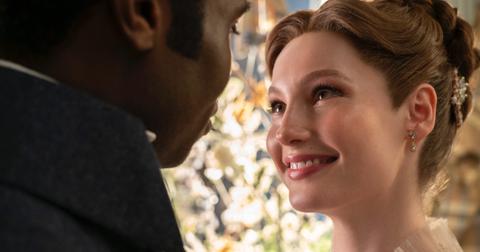 Francesca Bridgerton gazing into John Stirling's eyes.