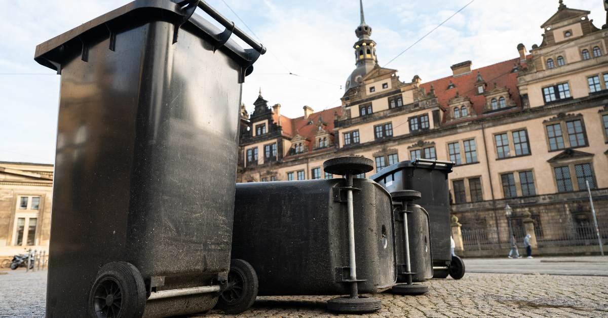 Garbage cans toppled over