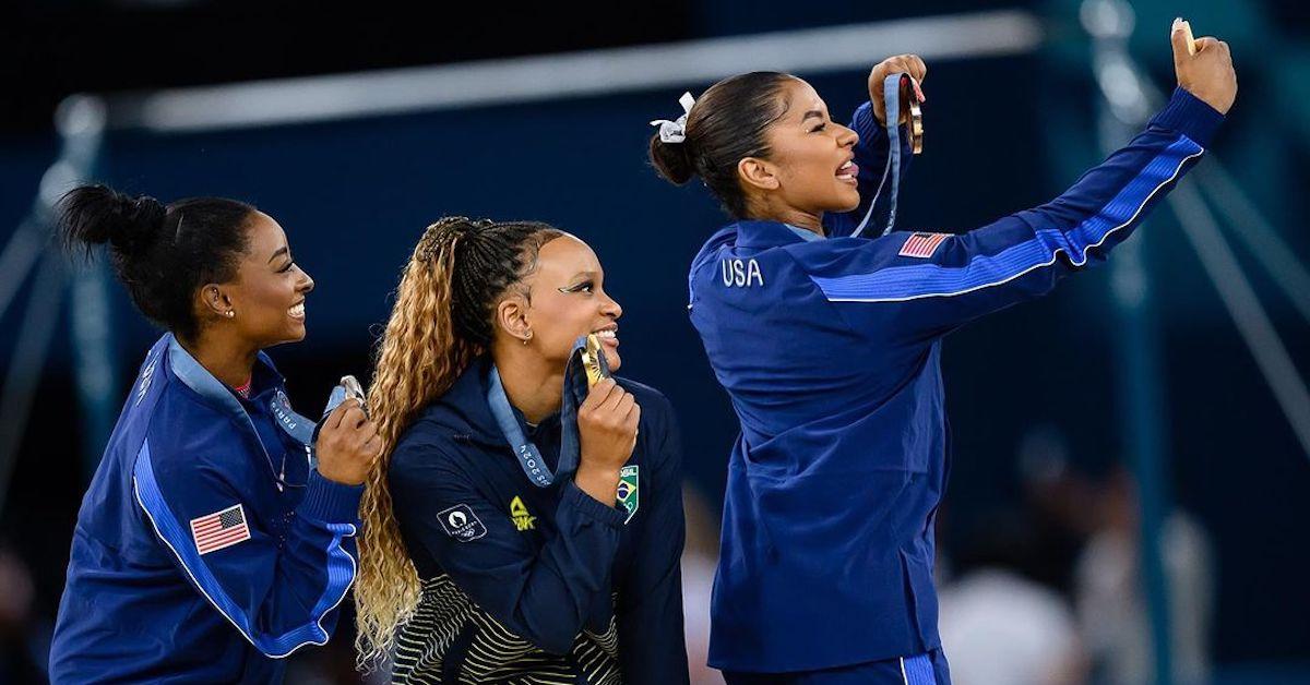 Jordan Chiles took bronze, Simone Biles silver, and Rebecca Andrade gold in floor final of Summer Olympic Games 2024 in Paris