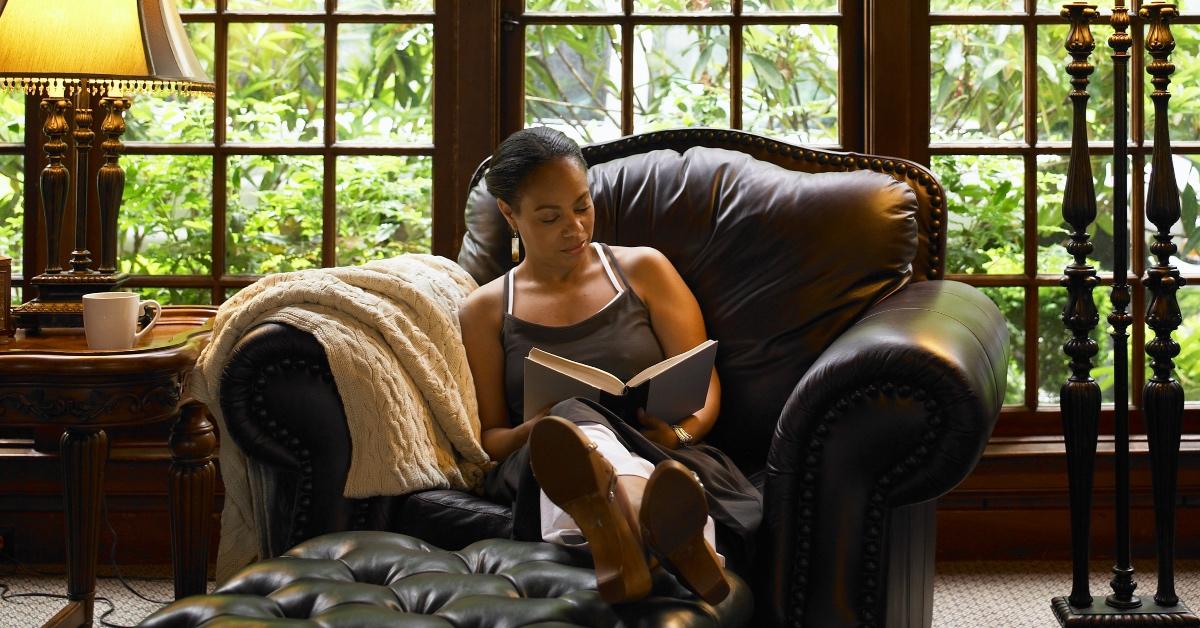 A woman reading a book