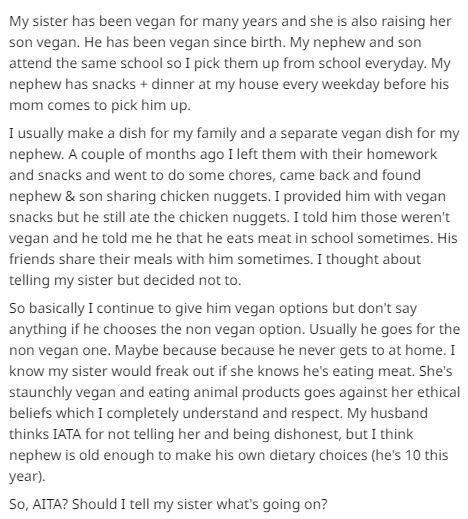 vegan nephew