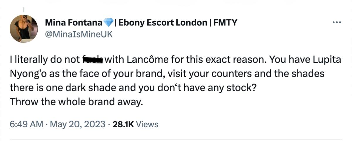 A Twitter user calling out Lancôme