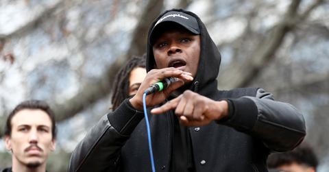 Israel Adesanya at a Black Lives Matter protest.