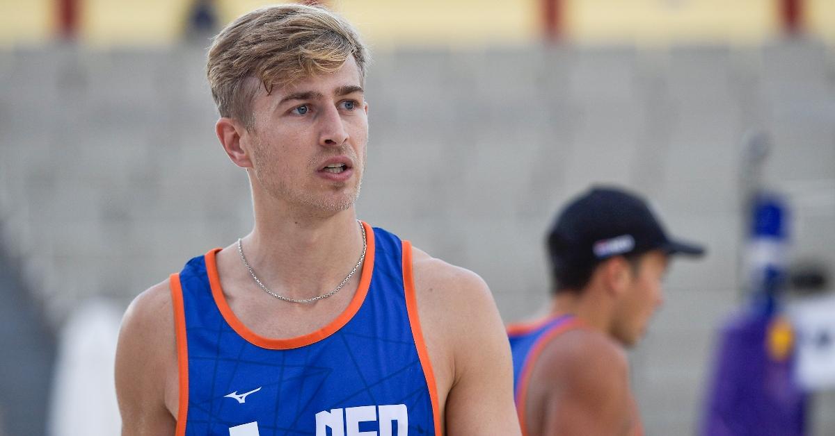 Steven van de Velde of the Netherlands during Day 6 of the Beach World Champs Tlaxcala 2023 at Tlaxcala Plaza de Toros on October 11, 2023 in Tlaxcala, Mexico. (Photo by Pablo Morano/BSR Agency/Getty Images)