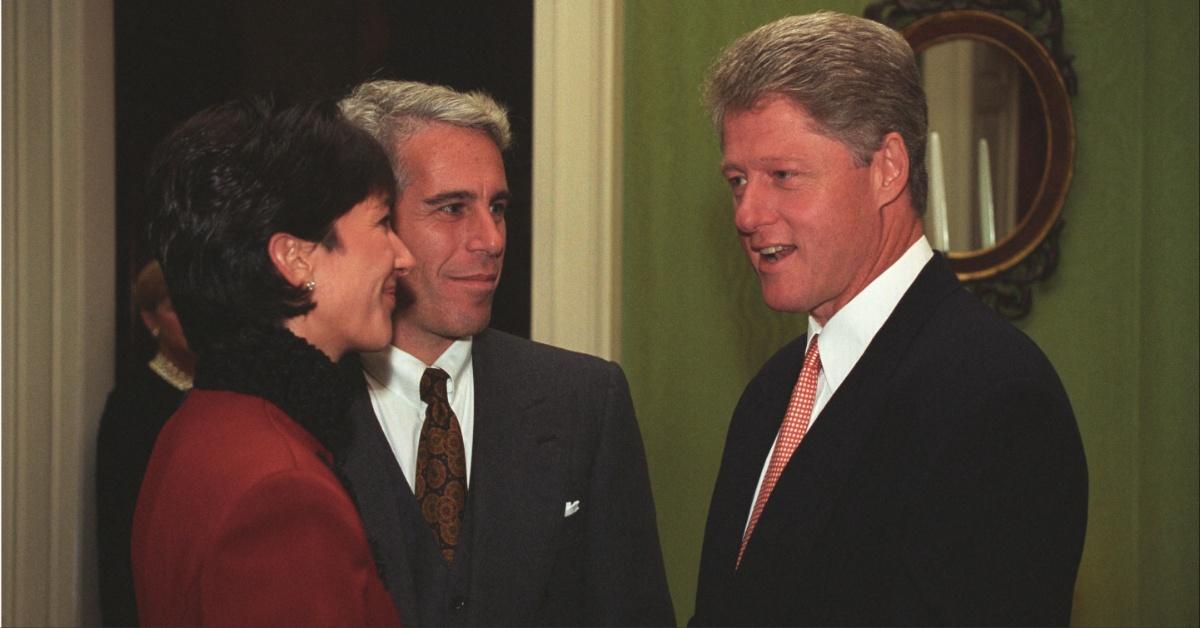 Bill Clinton talks with Jeffrey Epstein at the White House. 