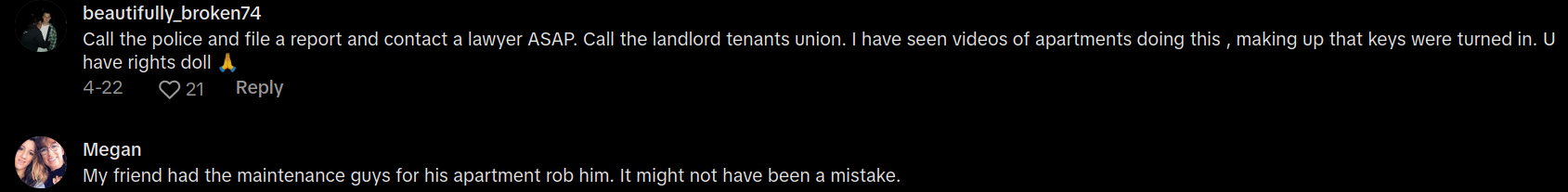 woman moves out of apartment early