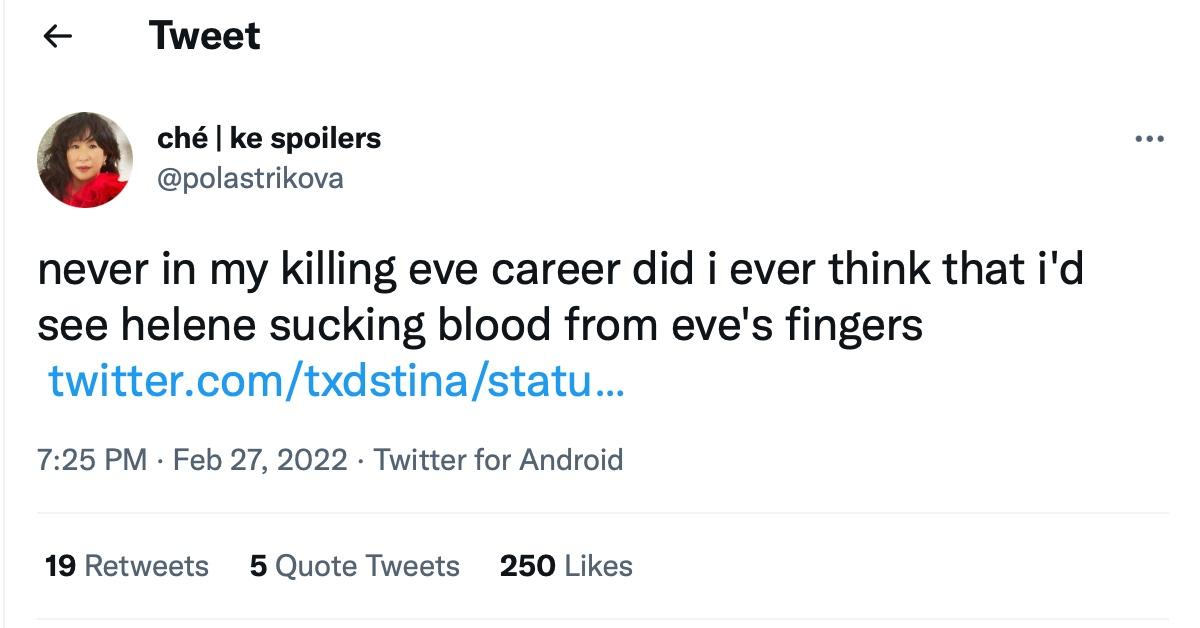 A tweet about Season 4 of 'Killing Eve'