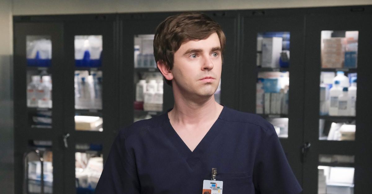 Dr. Shaun Murphy (Freddie Highmore) in navy scrubs