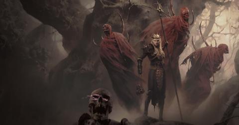 'Diablo IV' Necromancer art showing an undead army around the caster.