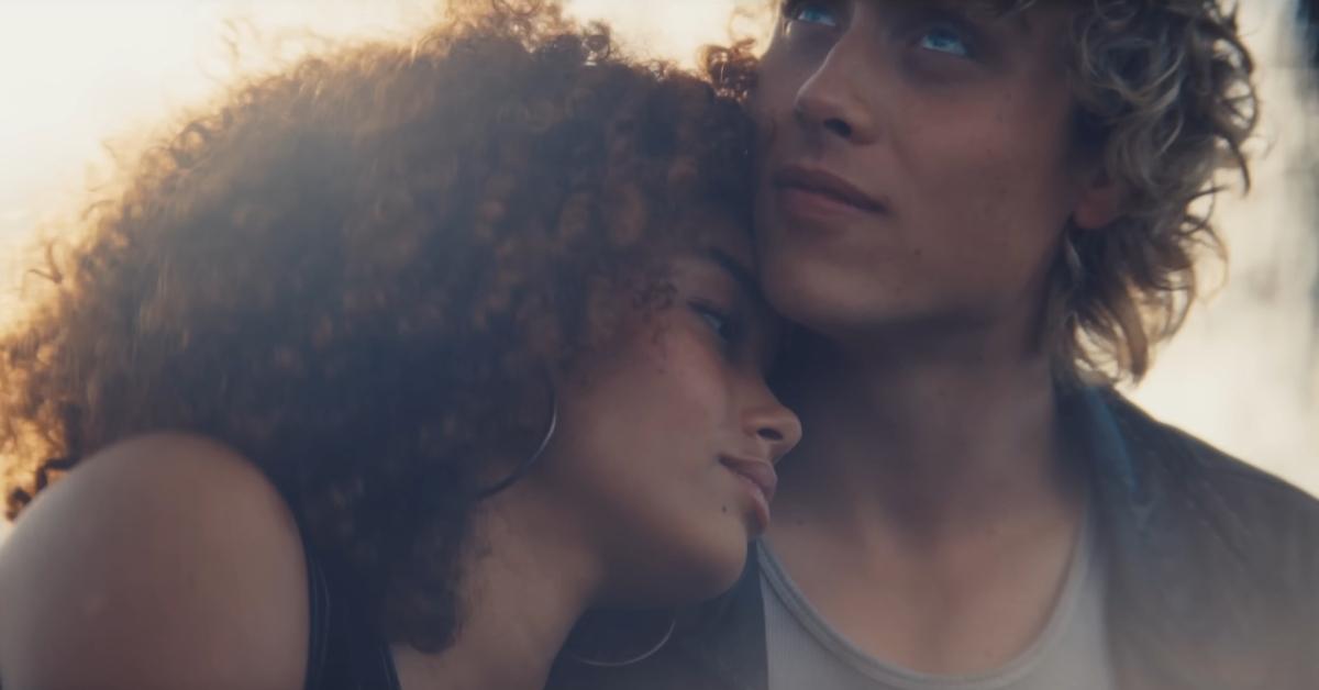 Whitney Peak as Lenore Dove Baird and Joseph Zada as Haymitch Abernathy in 'Sunrise on the Reaping'