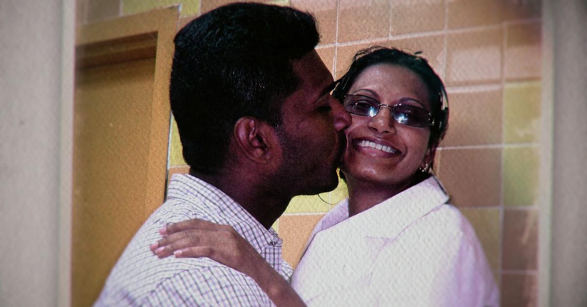 Jerry Ramrattan and Seemona Sumasar hug in a photo taken when they were dating