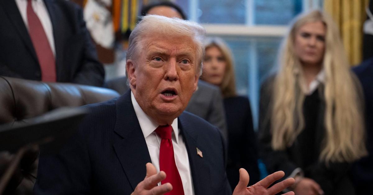 President Donald Trump talking at the White House