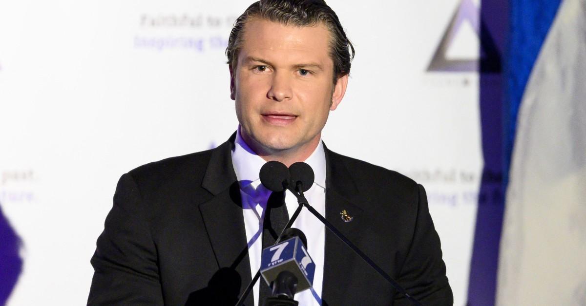 Photo of a young Pete Hegseth giving a speech 