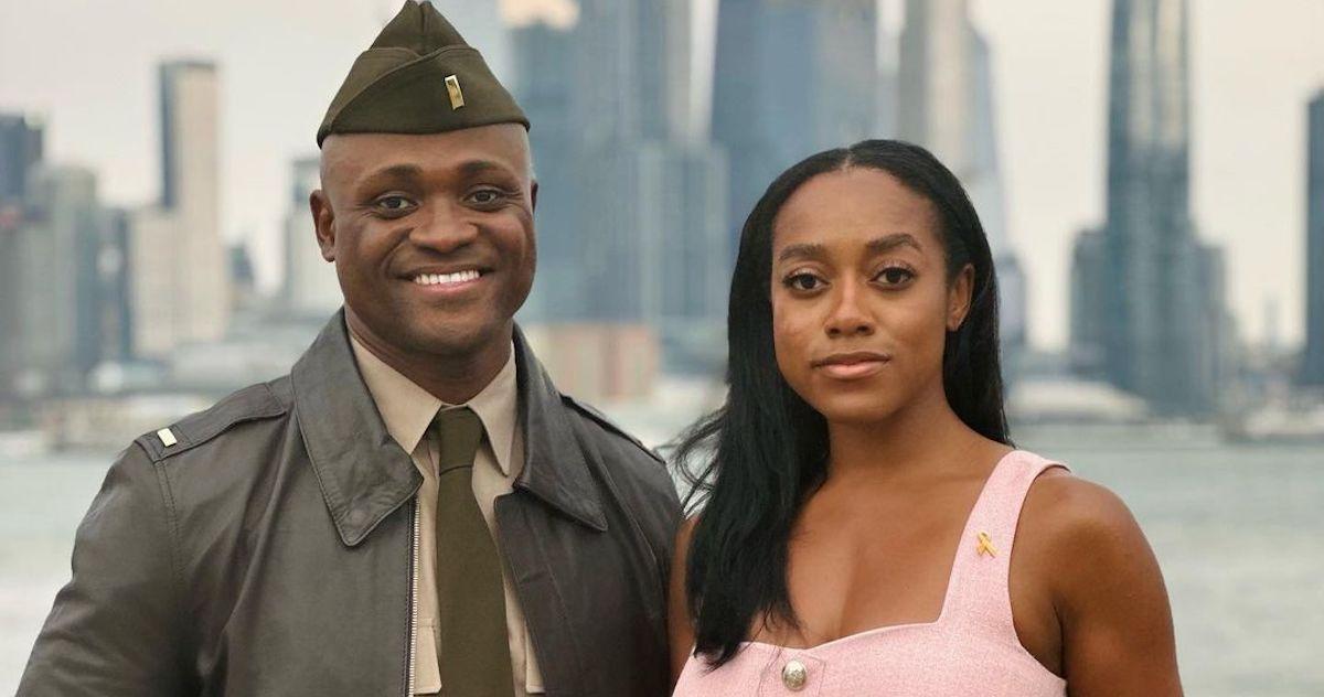 Jasmine Ellis Cooper with Silas Cooper in uniform