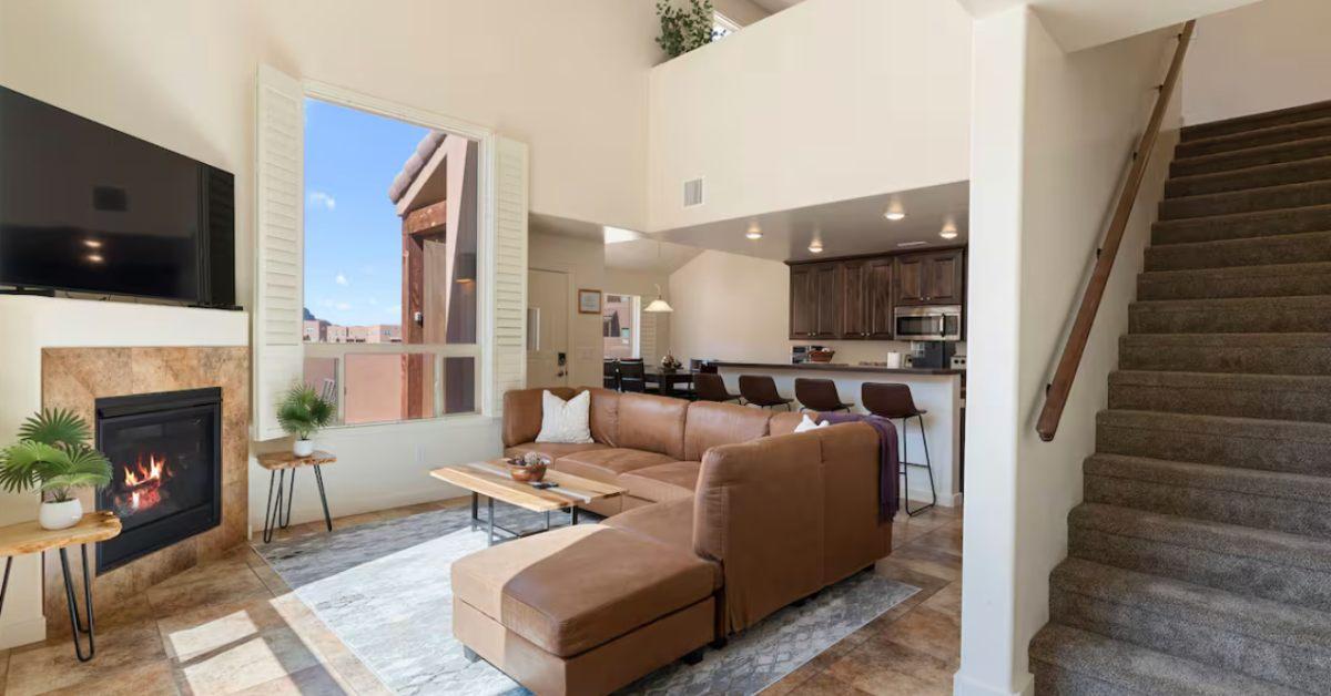 The living room of Christine Brown and her husband's Airbnb rental in Moab.