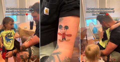 A dad gets a tattoo of his son's drawing