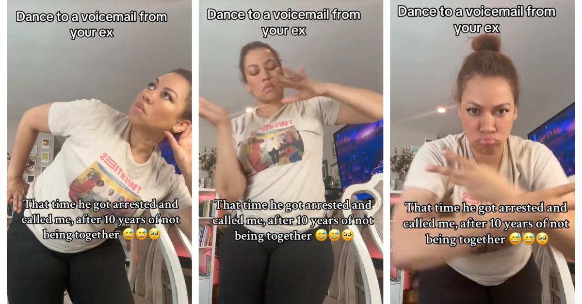 A woman dancing to her ex's vm on TikTok