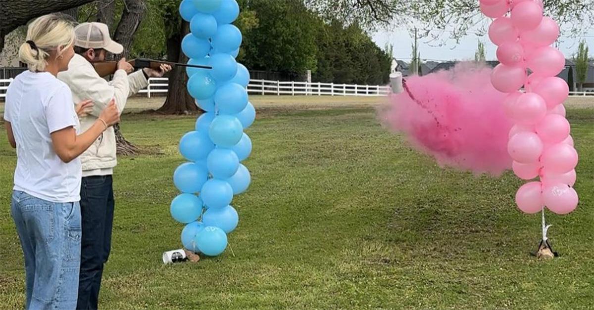 Alex Hodges and Harrison Fugman at a gender reveal party. 