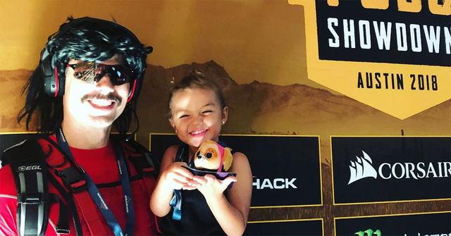 Dr Disrespect with his daughter in Austin in 2018.