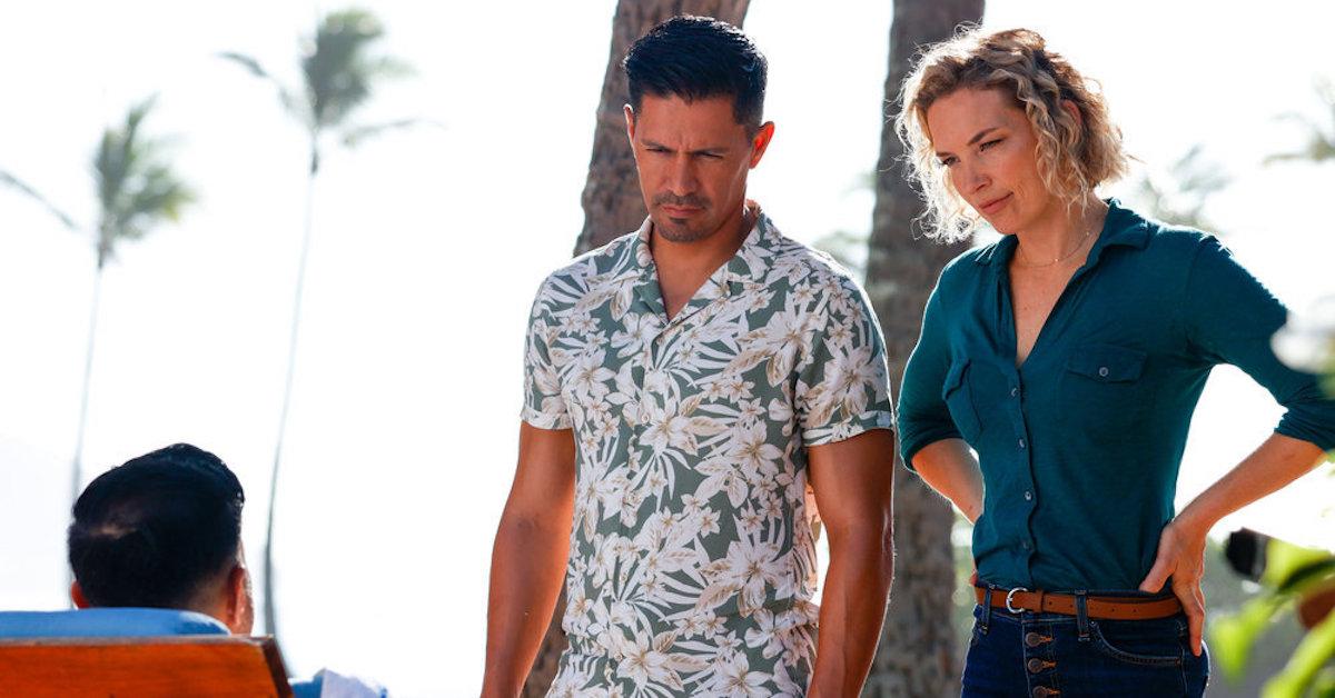 Jay Hernandez and Perdita Weeks in 'Magnum P.I.'