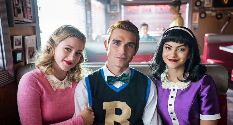 Betty, Archie and Veronica in a promotional still for Riverdale