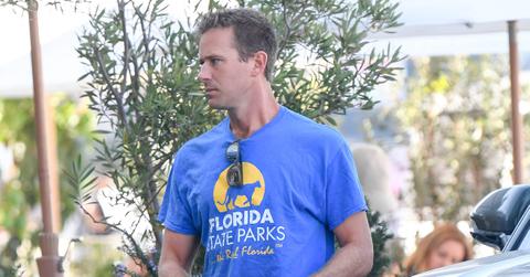 Armie Hammer in a blue shirt in California in 2022.