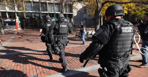 SWAT team members responding to a threat at Boston University on Nov. 18, 2016