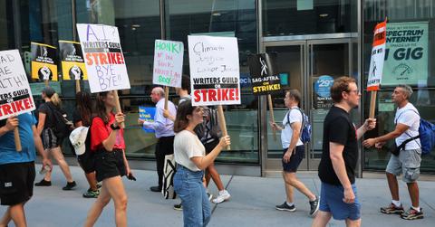 People picketing for the WGA writers strike