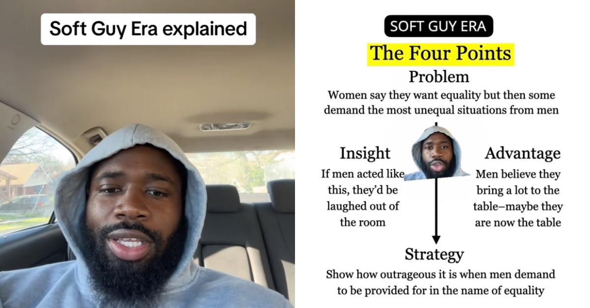 A man explaining the Soft Guy Era on Tiktok. 