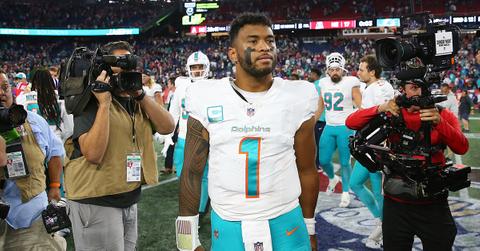 Tua Tagovailoa after a 2023 game against the Patriots.