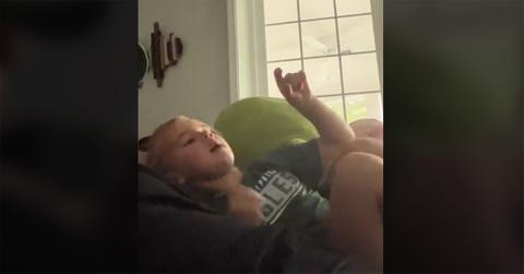 Wyatt Kelce asking her mom about the rules of football.