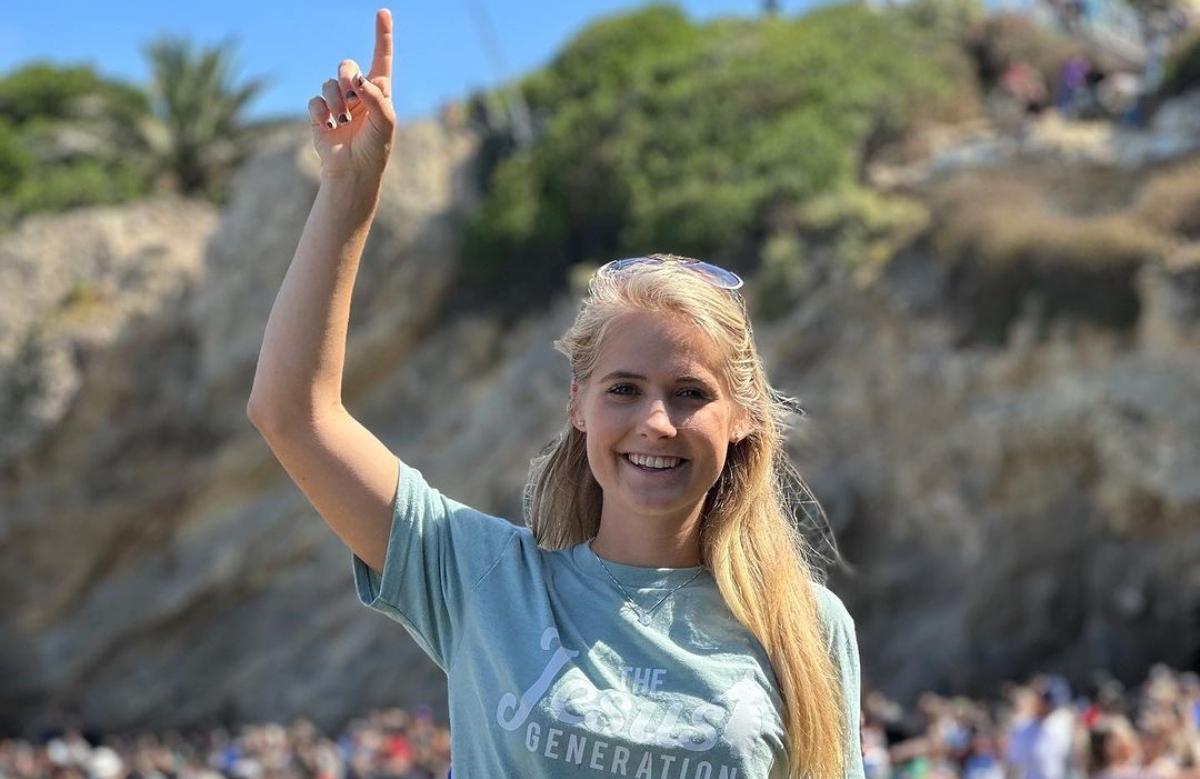 Lydia Plath at a religious event outdoors