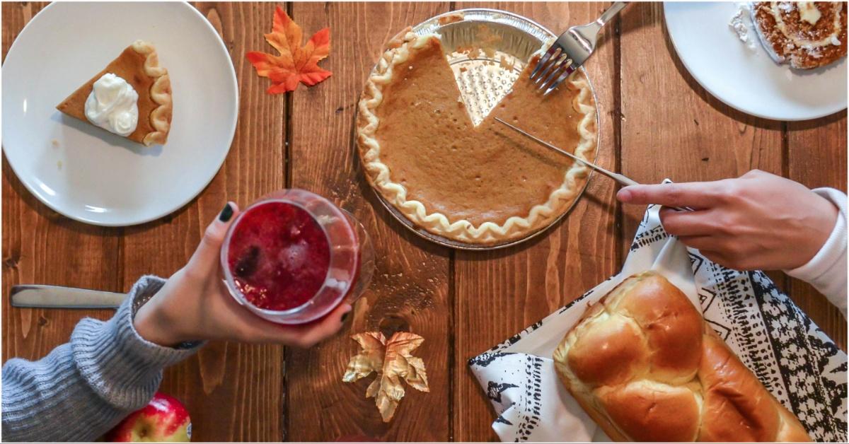 Thanksgiving pie sitting on a table