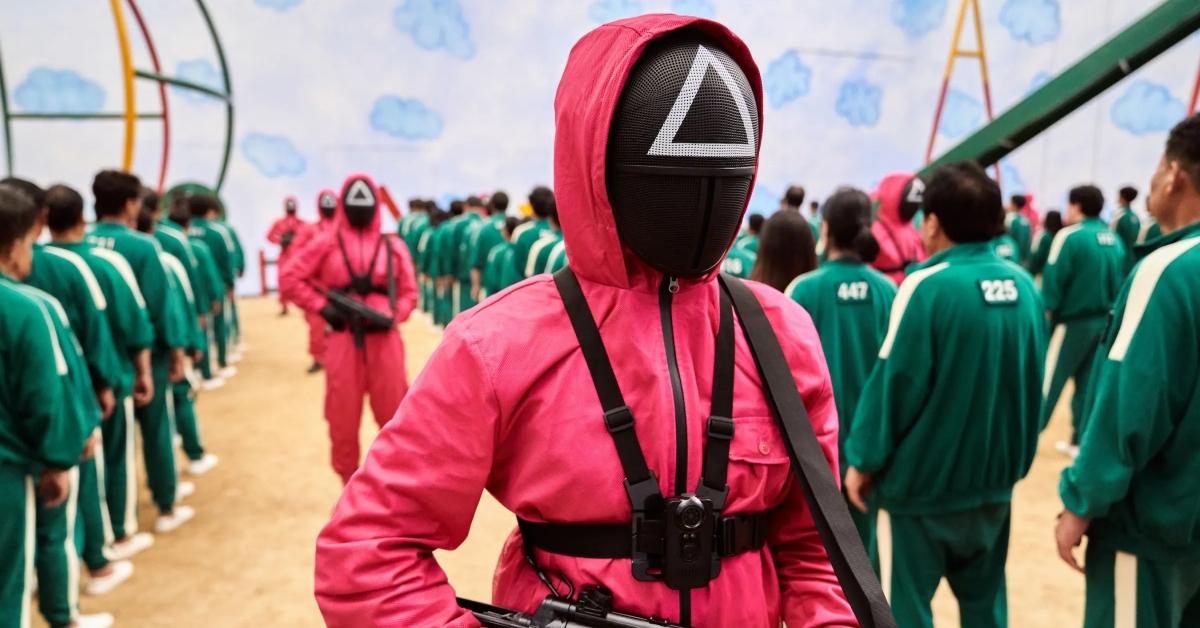 Squid Game guards during the Dalgona game