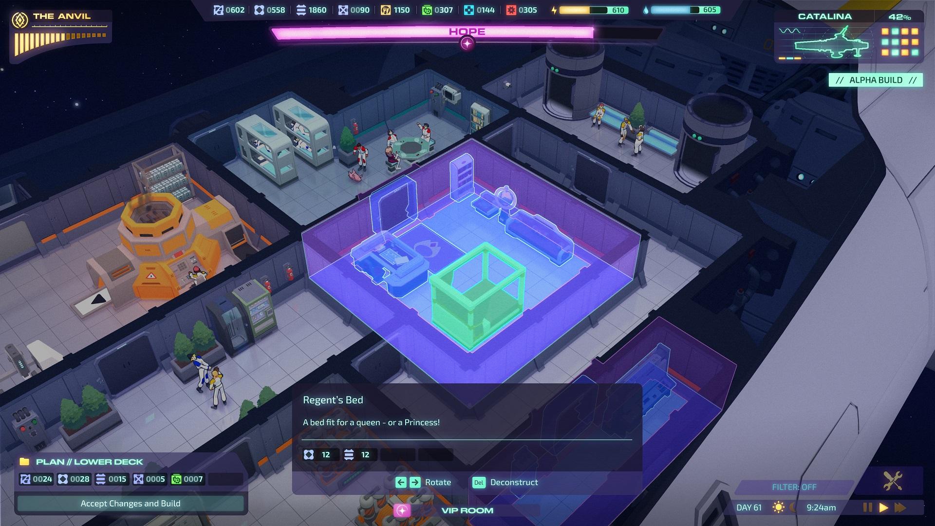 'Jumplight Odyssey' Player use Build Mode to make Euphoria's quarters.