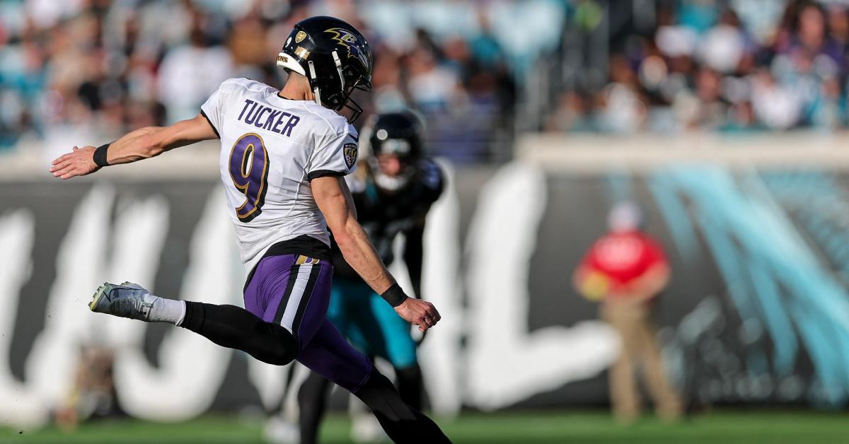 Justin Tucker during the Ravens-Jaguars game on Nov. 27, 2022.
