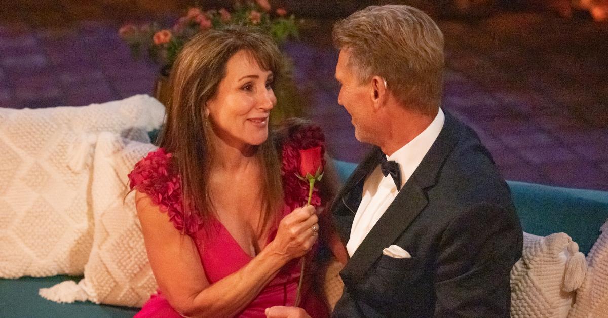 Gerry Turner gives Faith Martin the first impression rose on 'The Golden Bachelor.'