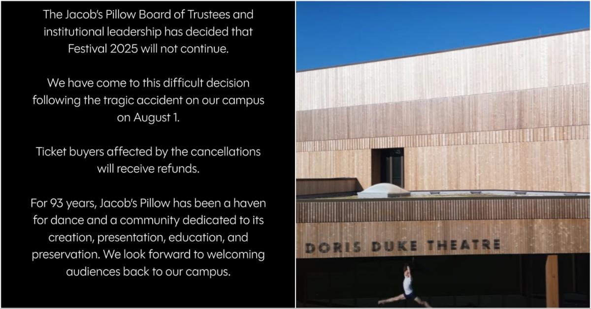 Statement from Jacob's Pillow's Instagram account