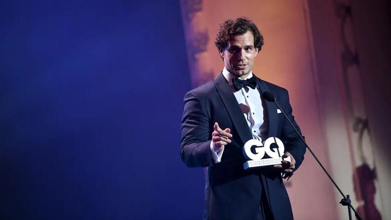 Henry Cavill speaks on stage after receiving his award during the GQ Men of the Year Award show on Nov. 8, 2018