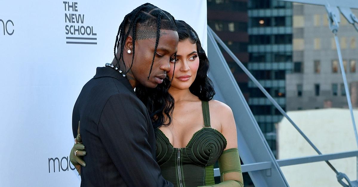 kylie jenner in green dress with travis scott 