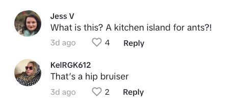 tiny kitchen island comments on tiktok