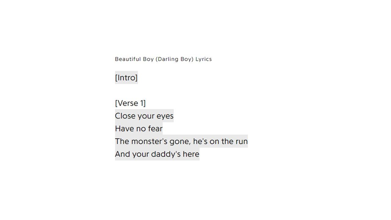 "Beautiful Boy" lyrics